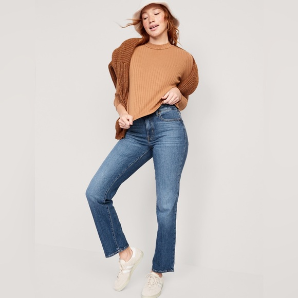 Old Navy Women 4 Jean High-Rise Straight OG Loose Secret Smooth Pocket Blue Wash - Picture 8 of 8